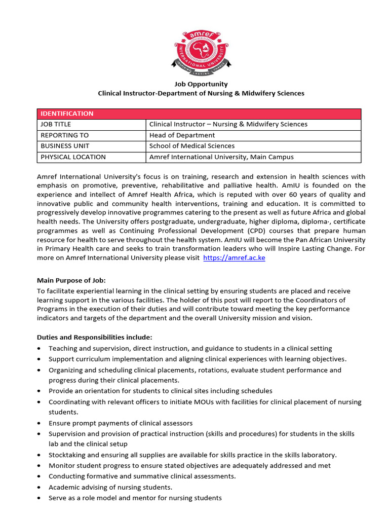 Clinical Instructor NMS JD AMIU July 2023 RVSD | PDF