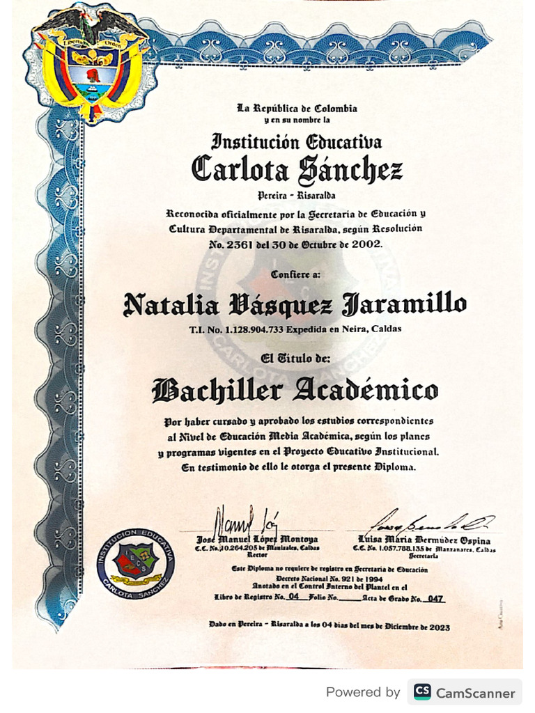 Certificado de Bachiller | PDF