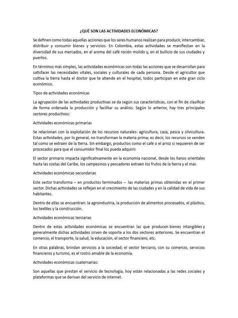 Qué Son Las Actividades Económicas | PDF