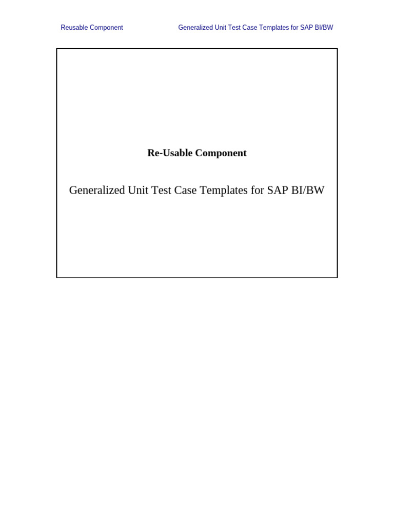 Generalized SAP BI Unit Test | PDF