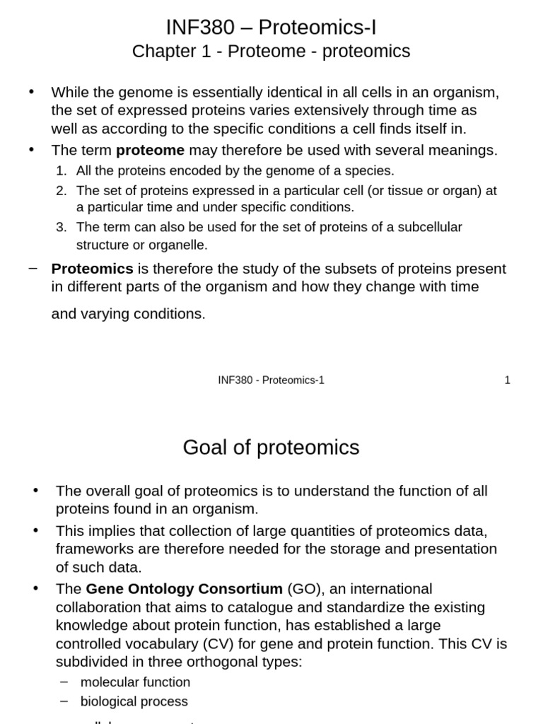 Proteome and Proteomics - Chapter 1 | PDF