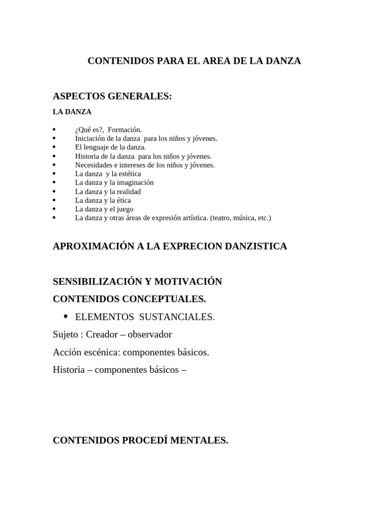 Contenidos para El Area de La Danza | PDF
