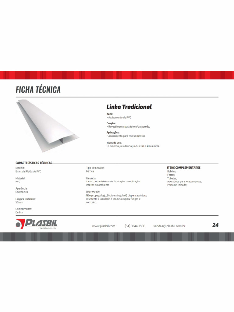 Plasbil - Ficha Técnica-Comercial - CON02636 - PERFIL UNION H PVC ...