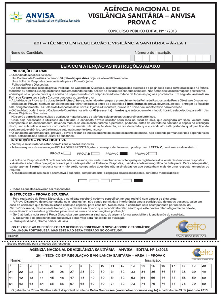 201 Tecnico em Regulacao e Vigilancia Sanitaria Prova C | PDF