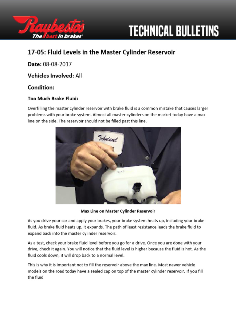 Master Cylinder Fluid Level Guidelines | PDF | Brake | Business