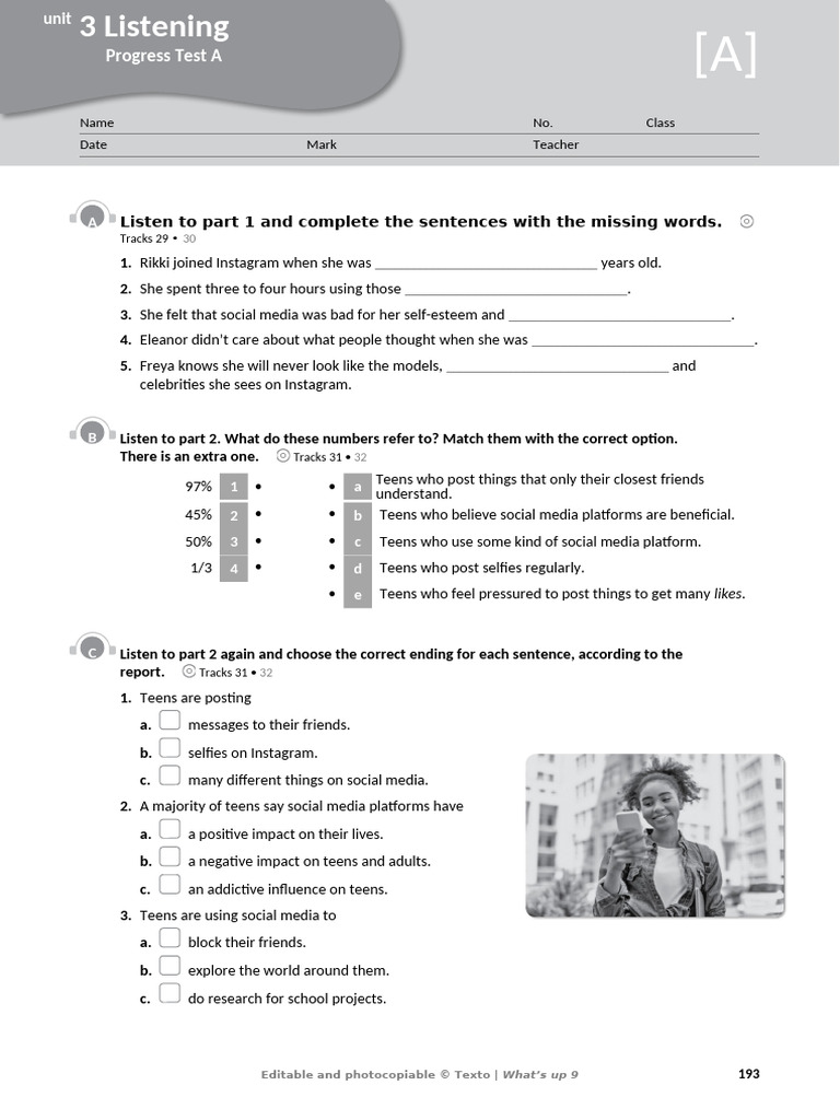 Unit 3, Progress Test (A), Pages 193-199 | PDF