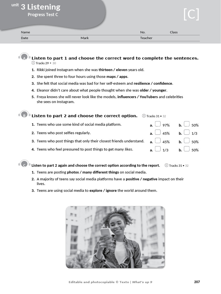 Unit 3, Progress Test (C), Pages 207-213 | PDF