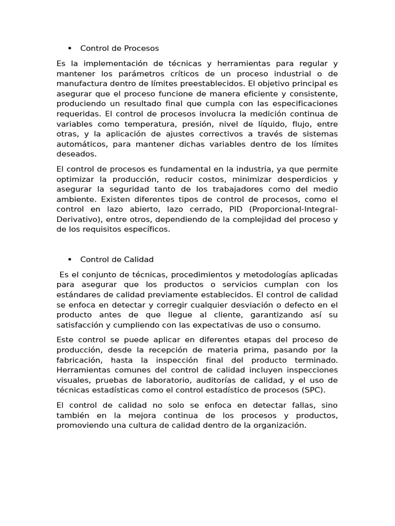 Control de Procesos y Calidad | PDF