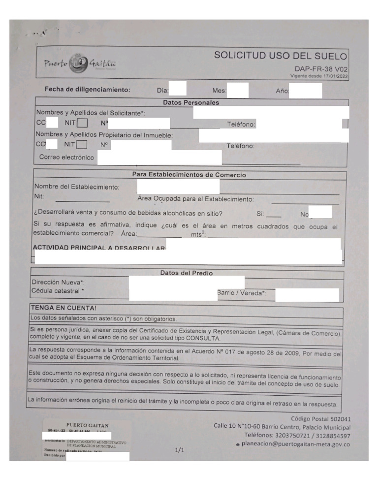 Formulario Uso De Suelo Para Llenar Pdf