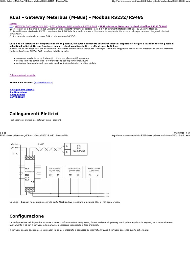 Gateway Meterbus (M-Bus) - Modbus RS232-RS485 | PDF