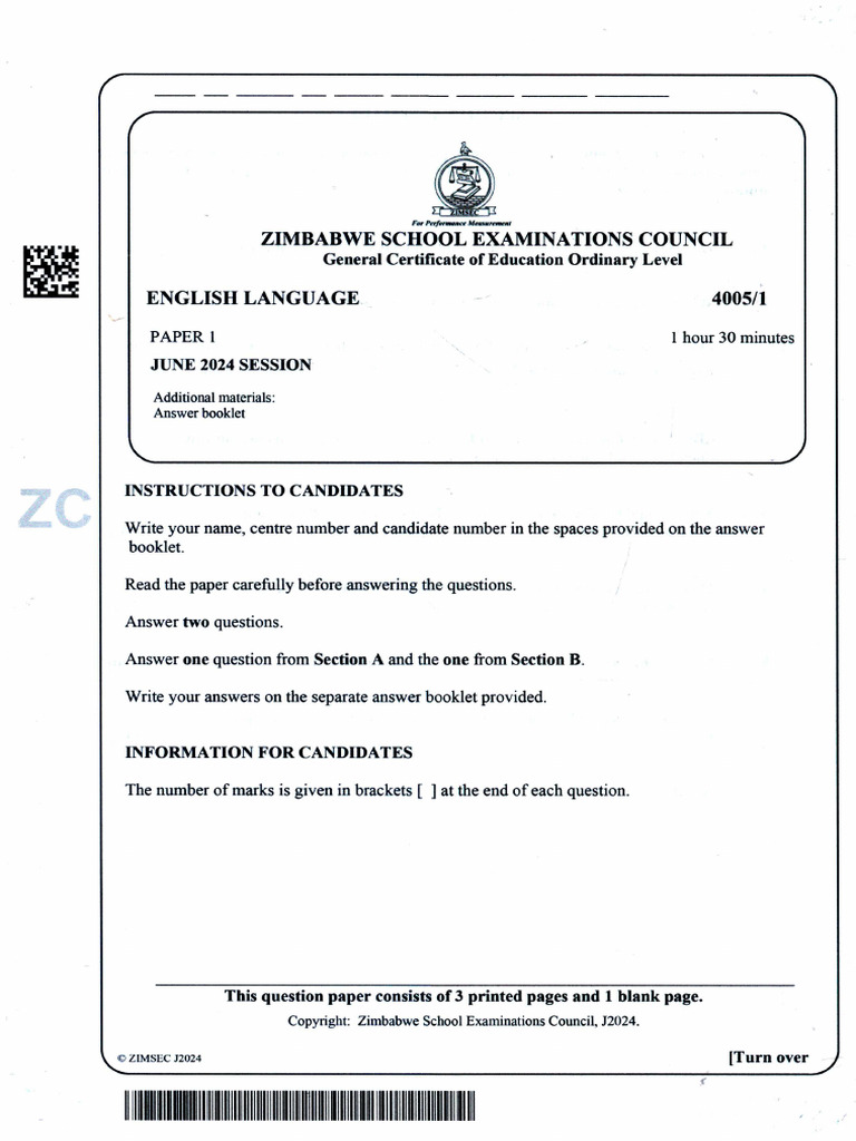 English paper 1 june 2024 pdf