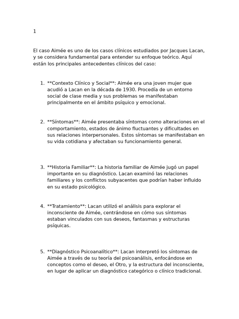 Caso Aimée: Delirio y Psicoanálisis | PDF | Jacques Lacan | Psicoanálisis