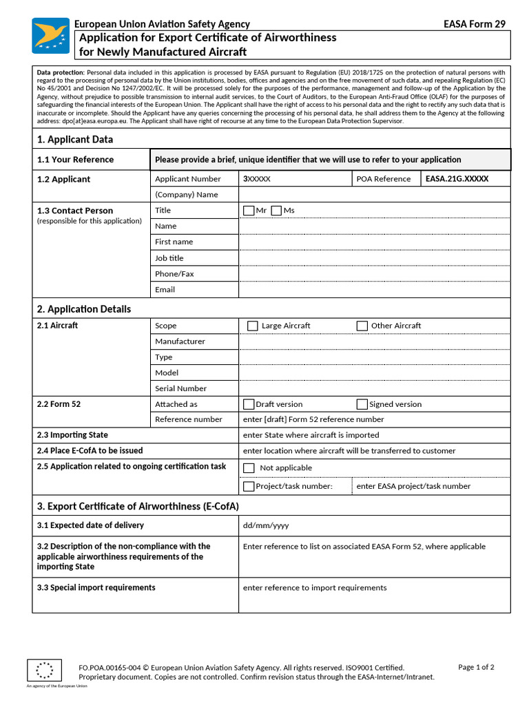 FO - POA - .00165 - EASA Form 29 | PDF
