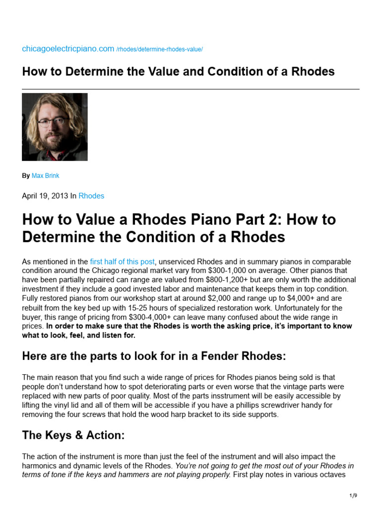 How To Determine The Value and Condition of A Rhodes | PDF