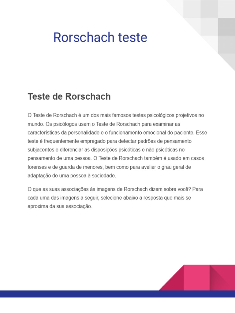 Teste Roschar | PDF