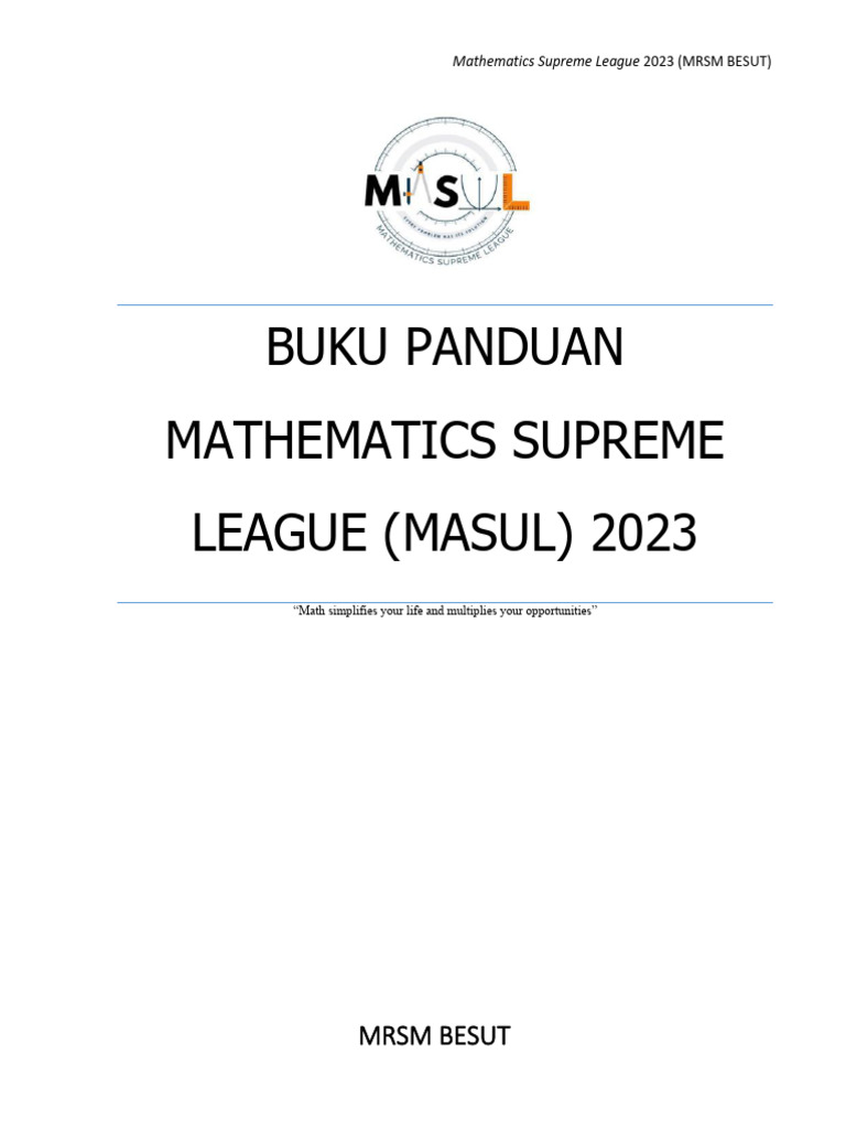 Masul 2023 MRSM Besut - Buku Panduan Pertandingan-1 | PDF