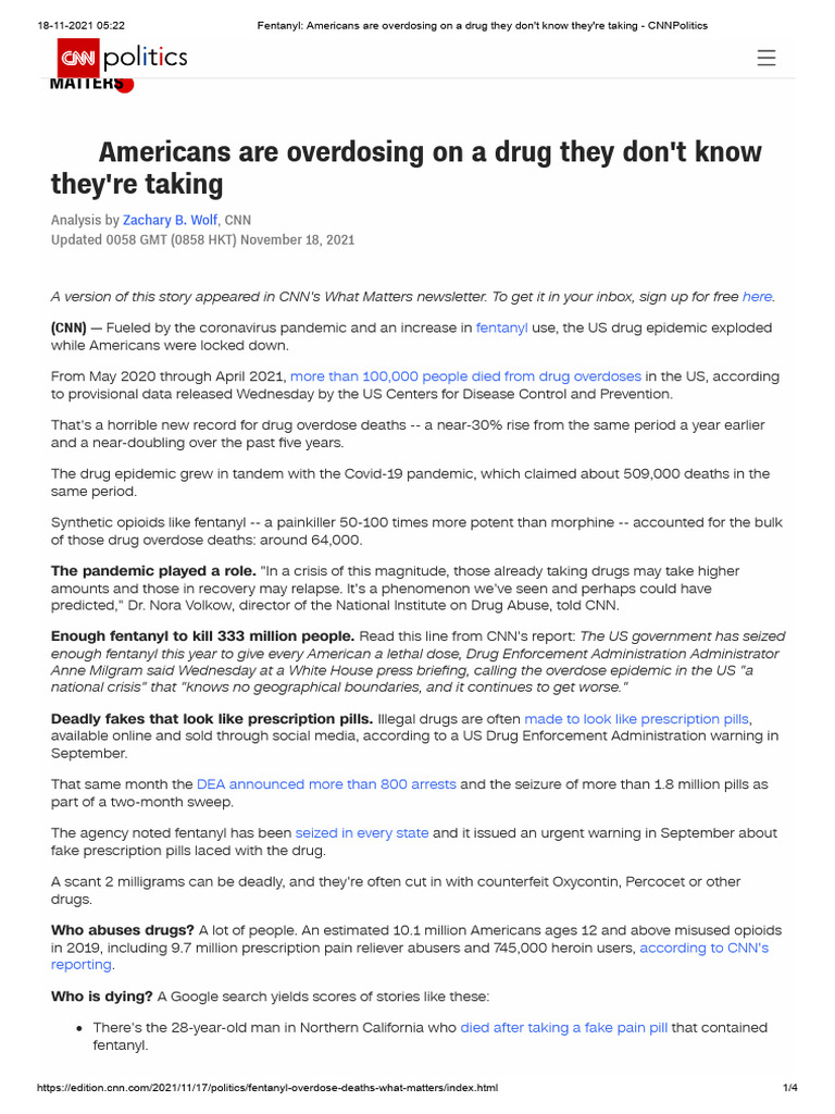 Fentanyl - Americans Are Overdosing On A Drug They Don't Know They'Re ...