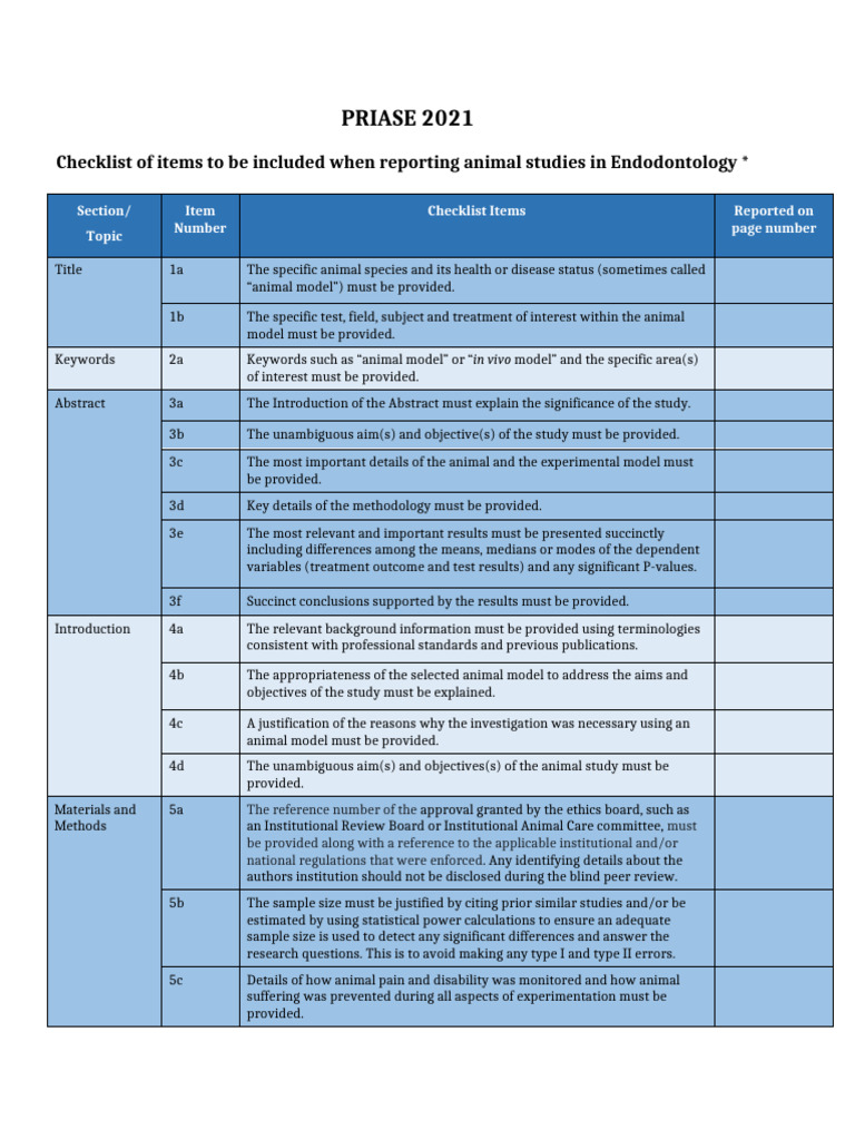 PRIASE2021checklist 2 | PDF