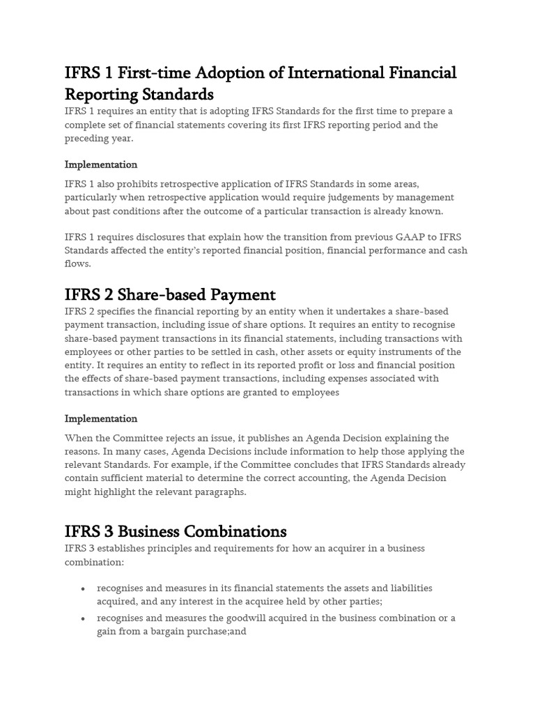 Overview of Key IFRS Standards | PDF | International Financial ...