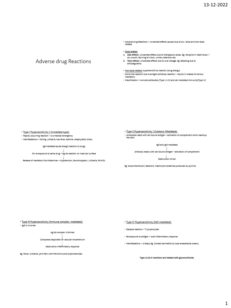 Adverse Drug Reactions | PDF