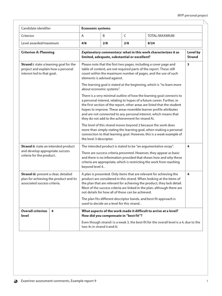 MYP Personal Project Assessment Report | PDF | Goal | Business