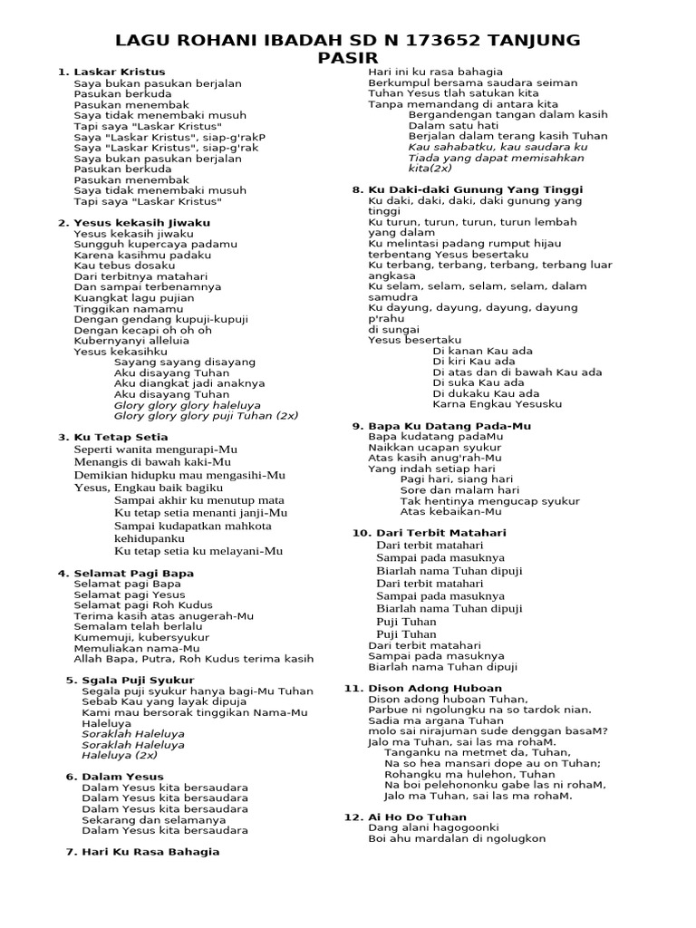 Lagu Rohani Ibadah SD | PDF
