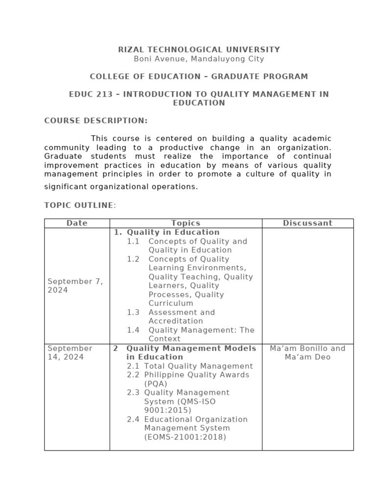Educ213 Topic Outline | PDF