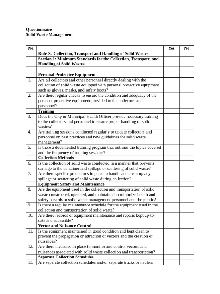 SWM Questionnaires | PDF