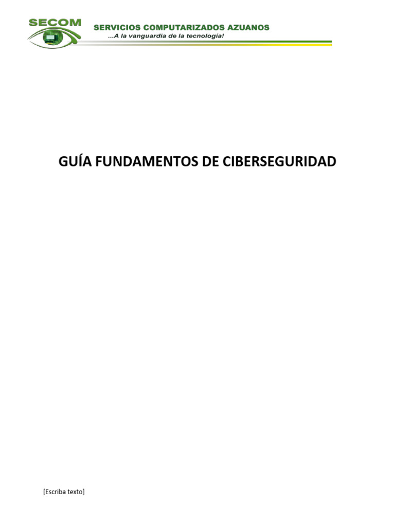 Guía Fundamentos De Ciberseguridad 1 Pdf Computación En La Nube