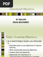 Educational Objectives: by Major Enas Mohamed