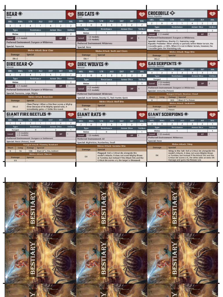 Bestiary FastCardPack | PDF