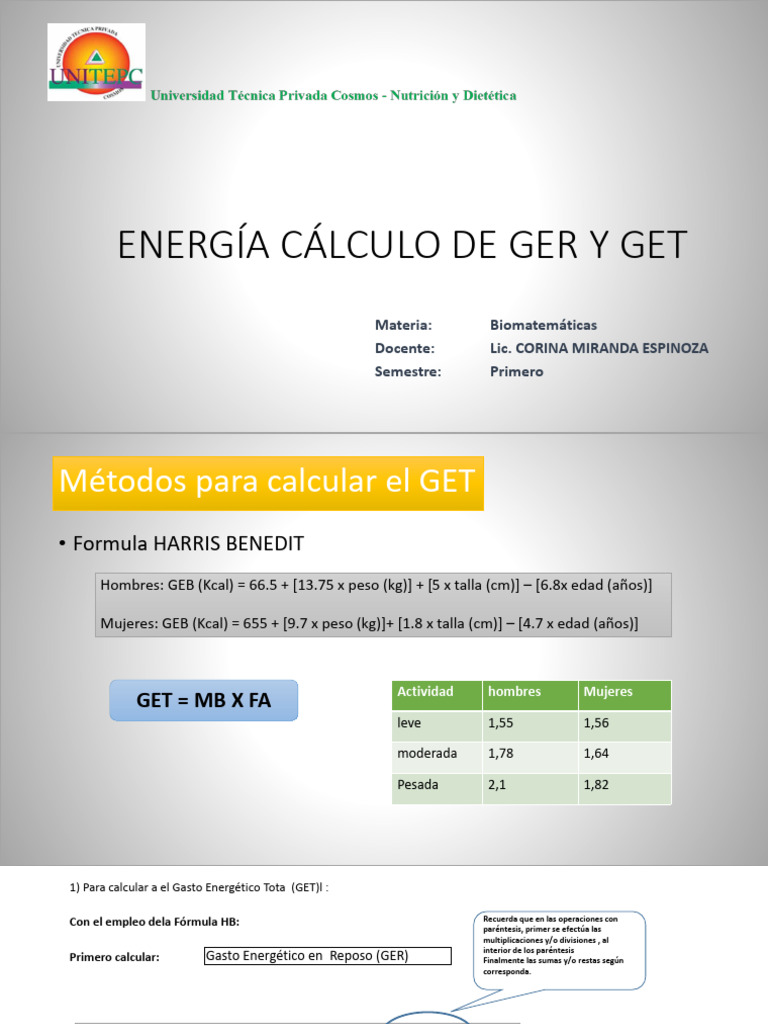 Energía Cálculo de GER y GET | PDF