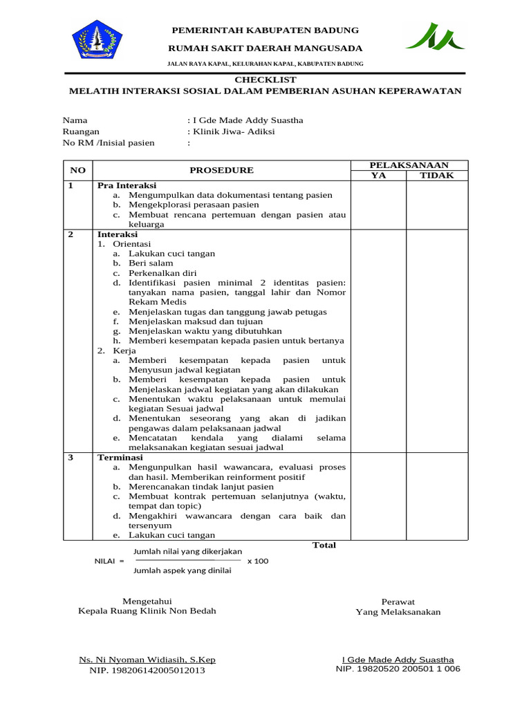 Cek List Komunikasi Therapiutik | PDF