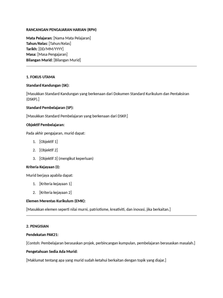Rancangan Pengajaran Harian (RPH) | PDF | Art