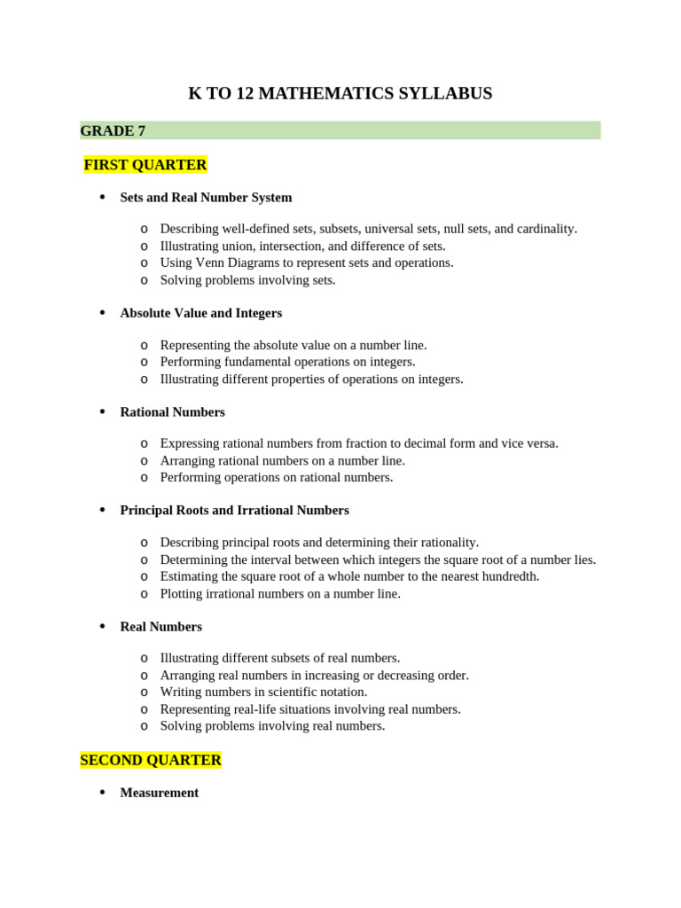 Grade 7 to 8 Math Curriculum Guide | PDF
