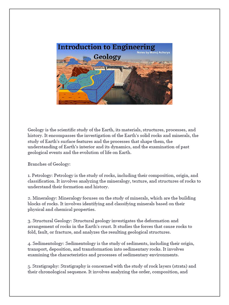 Introduction to Engineering Geology | PDF | Rock (Geology) | Igneous Rock