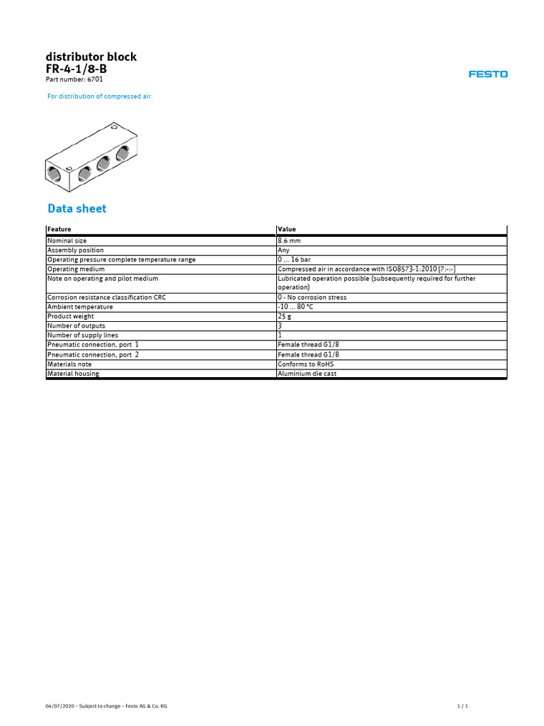 Distributor Block FR-4-1/8-B: Data Sheet | PDF