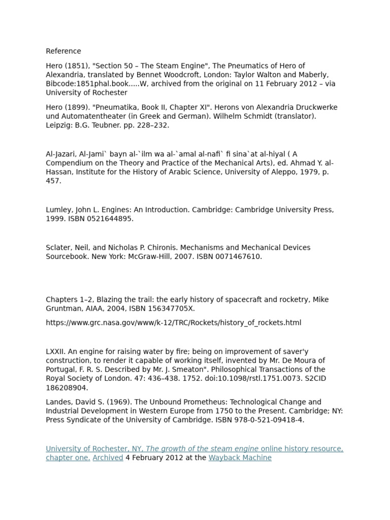 Reference of Report About History of Engine | PDF