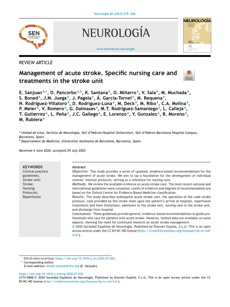 Managemen of Acute Stroke | PDF