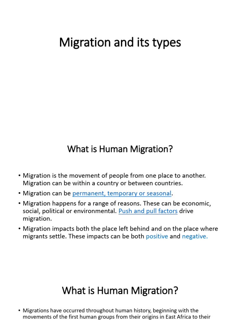 Types and Impacts of Human Migration | PDF | Human Migration | Social ...