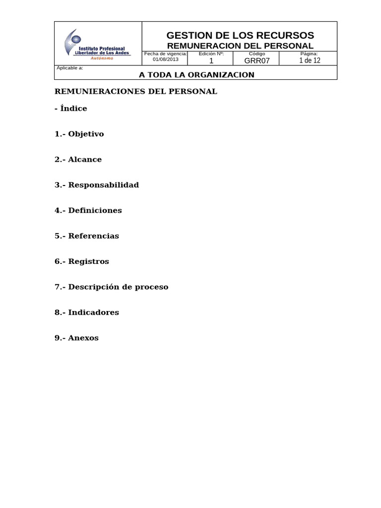 Remuneracion del personal pdf