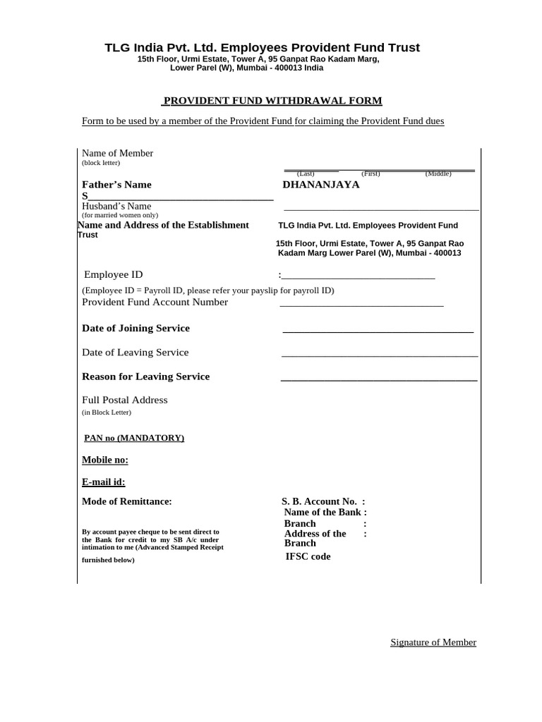 PF Withdrawal Form Instructions | PDF | Paycheck | Cheque