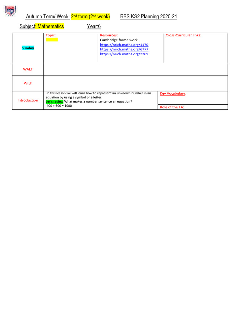 2nd Week's Lesson Plans | PDF