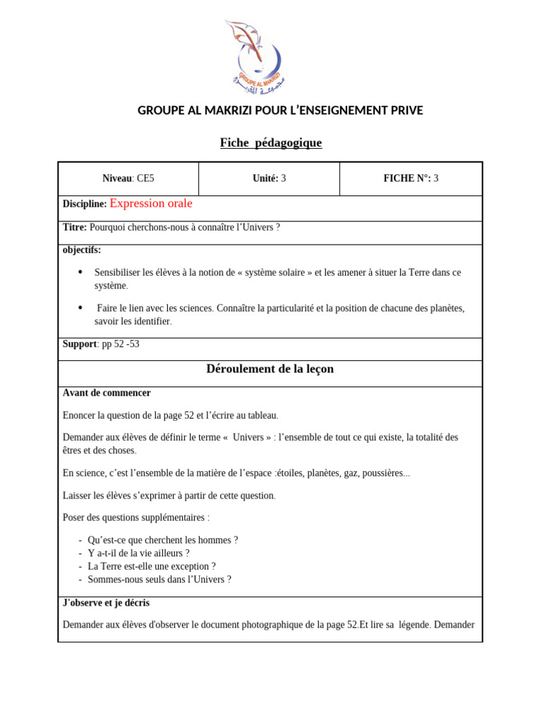 Fiche Pédagogique3 | PDF