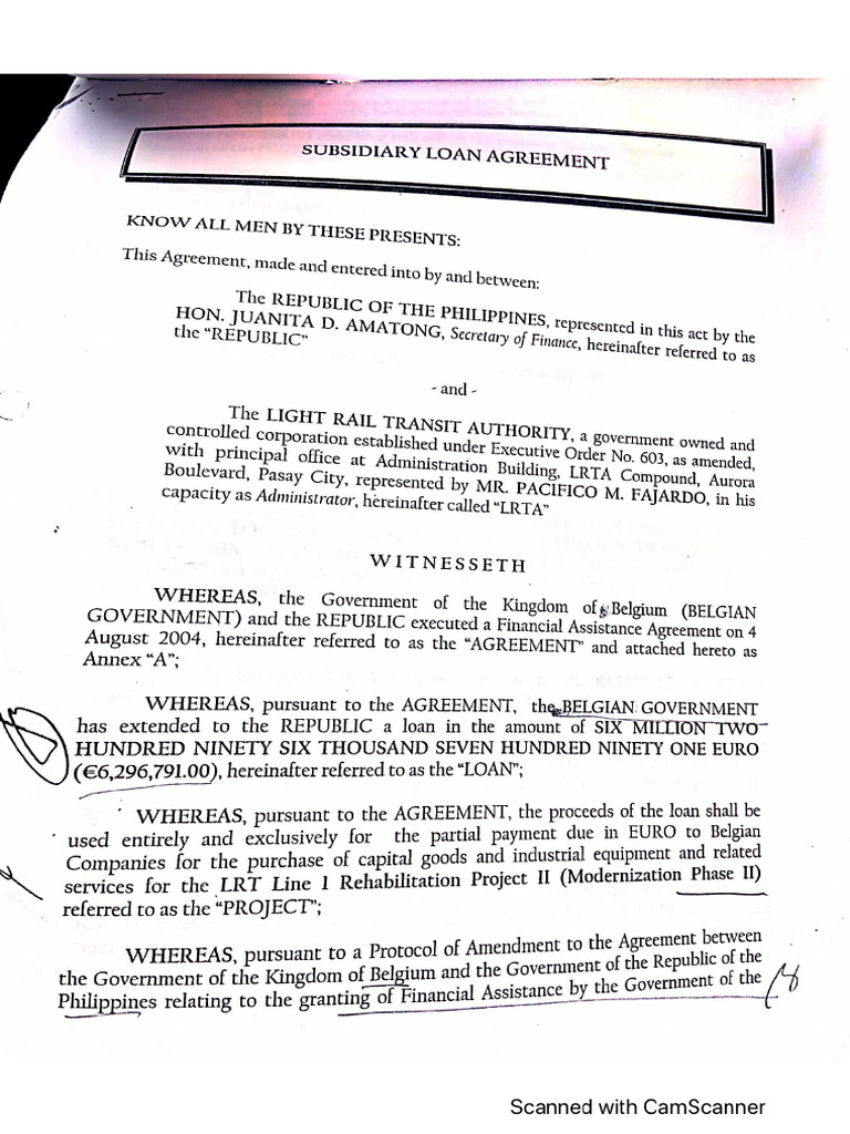 Belgian 14 Subsidiary Loan Agreement | PDF