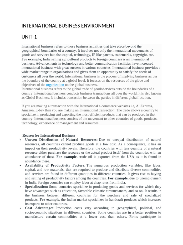 International business environment pdf