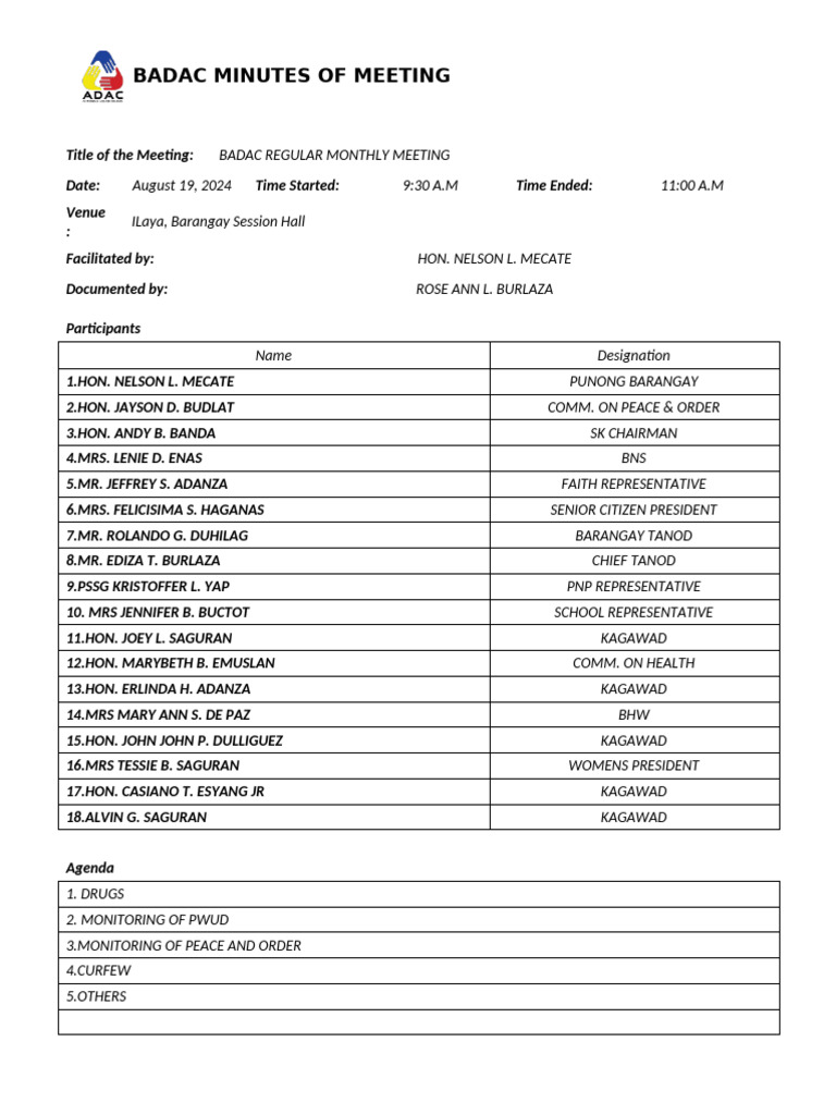 Badac minutes august 19 2024 pdf
