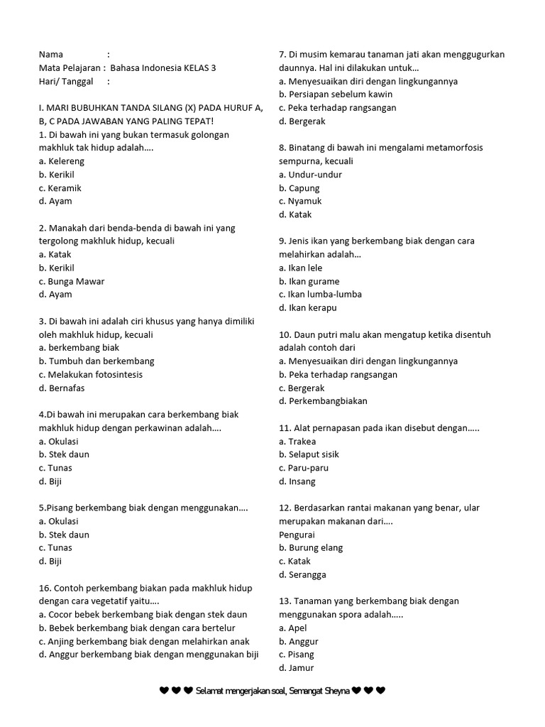 Bahasa Indonesia Kelas 3 SD | PDF