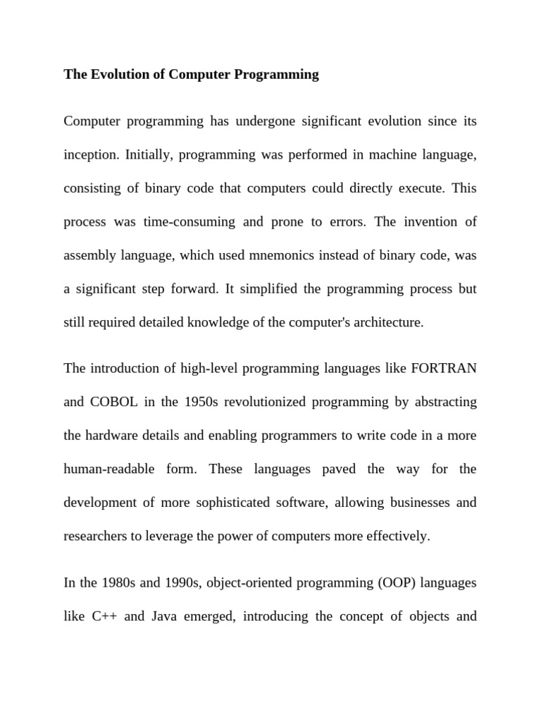 The Evolution of Computer Programming | PDF