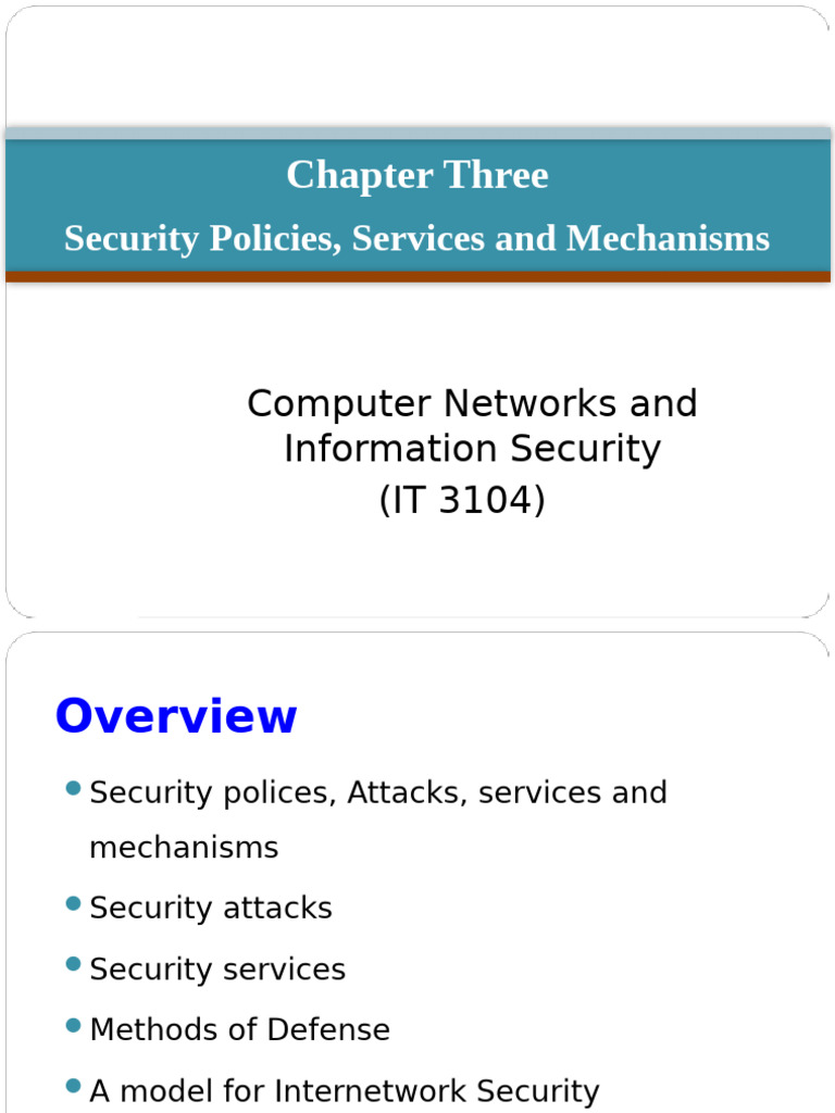 Chapter Three Security Attacks, Services and Mechanisms | PDF
